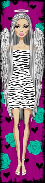 Free angel bookmark featuring an angel in a zebra print dress